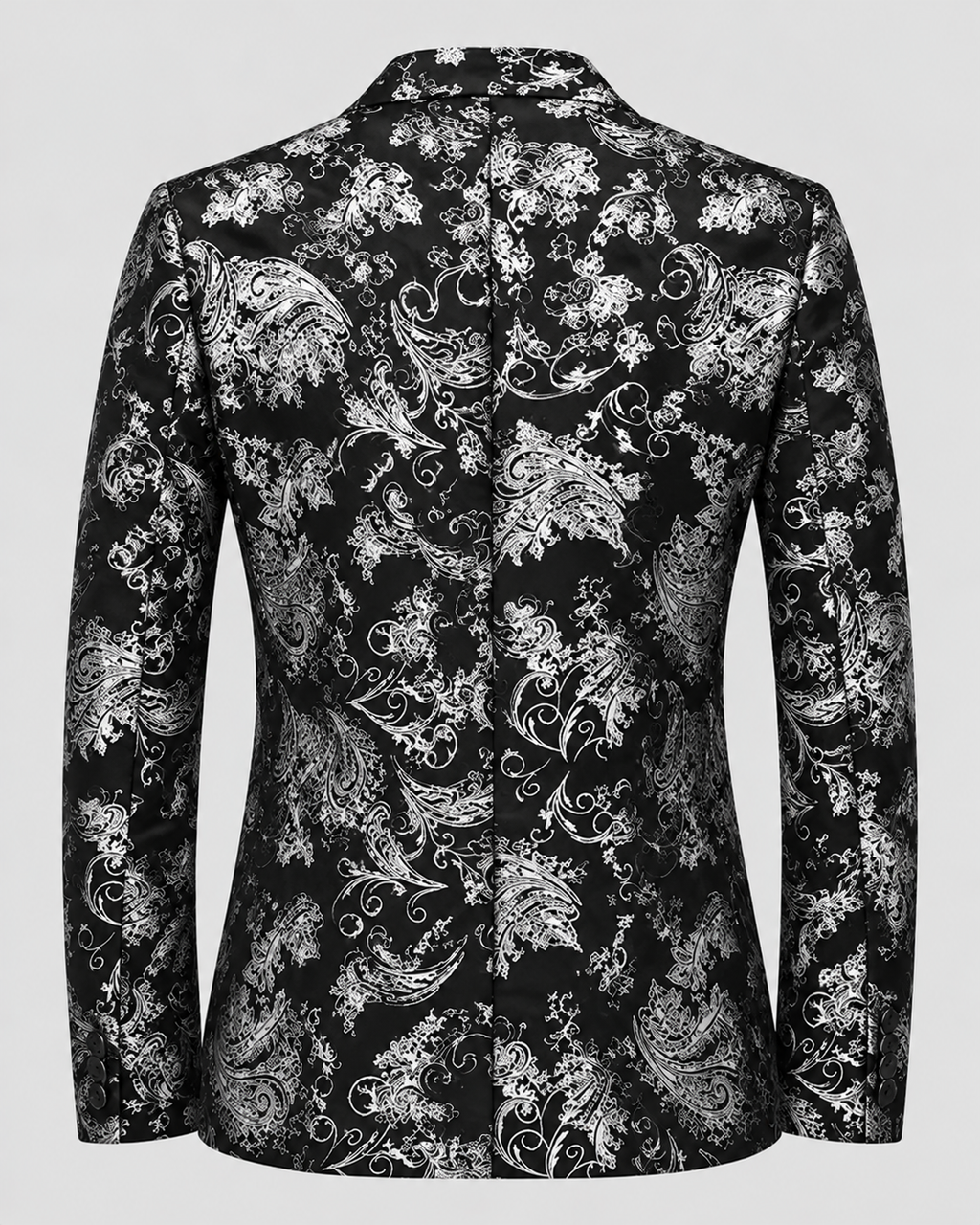 Slim Fit Blazer til Herrer - Metallisk Blomsterjacquard, Enkelt Knap