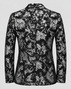 Slim Fit Blazer til Herrer - Metallisk Blomsterjacquard, Enkelt Knap