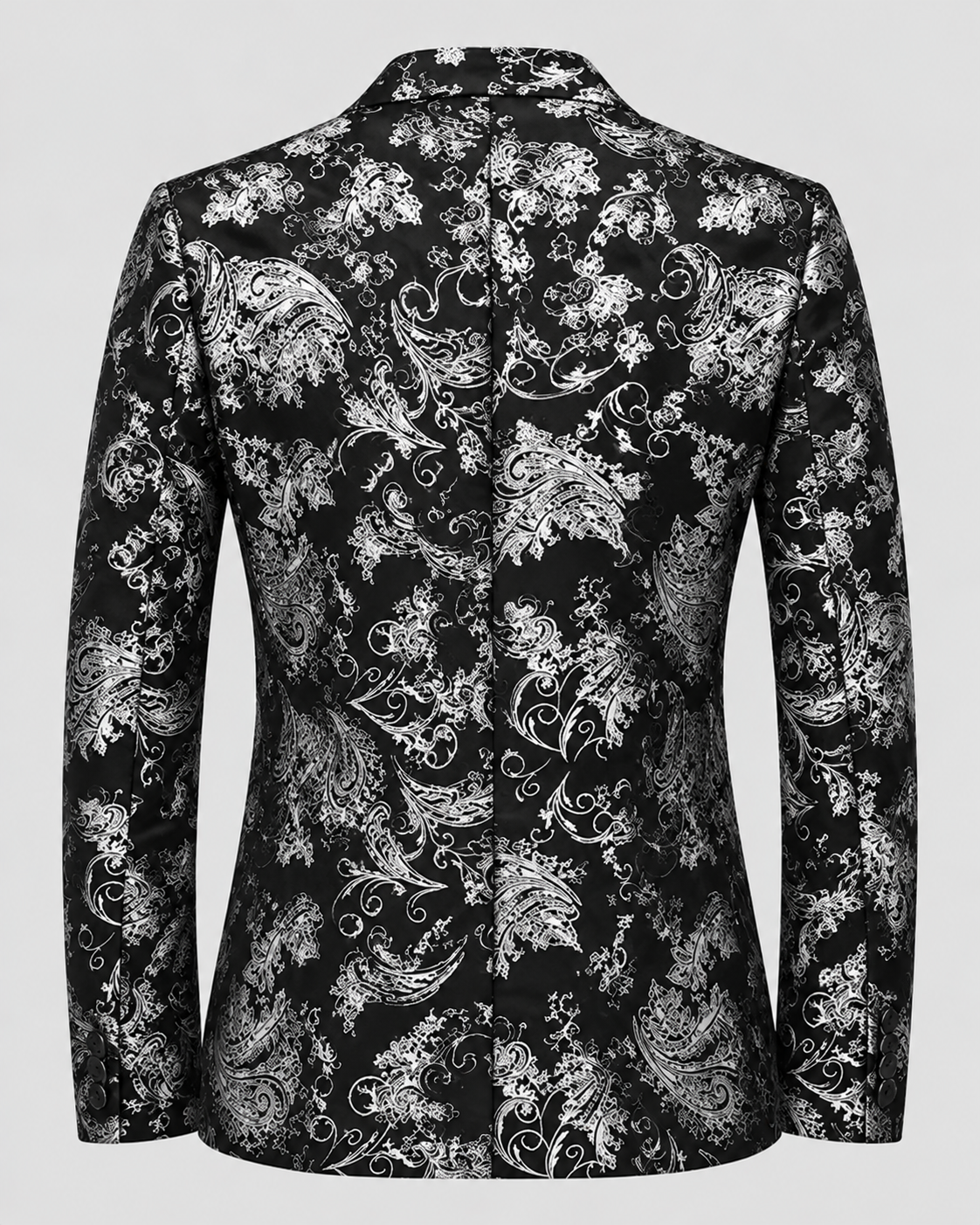 Slim Fit Blazer til Herrer - Metallisk Blomsterjacquard, Enkelt Knap