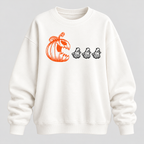 Halloween Sweatshirt med Rund Hals - Græskarprint på Brystet