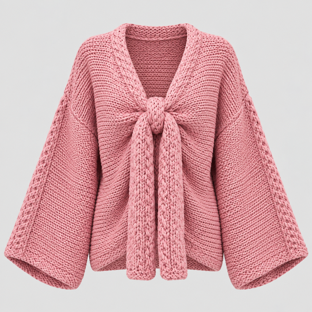 Luvet Cardigan til Damer - Åben Front, Oversized Strik