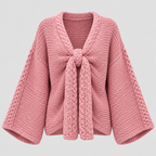 Luvet Cardigan til Damer - Åben Front, Oversized Strik
