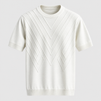 Herre Textureret Crew Neck T-Shirt – Chevronmønster Kort Ærme