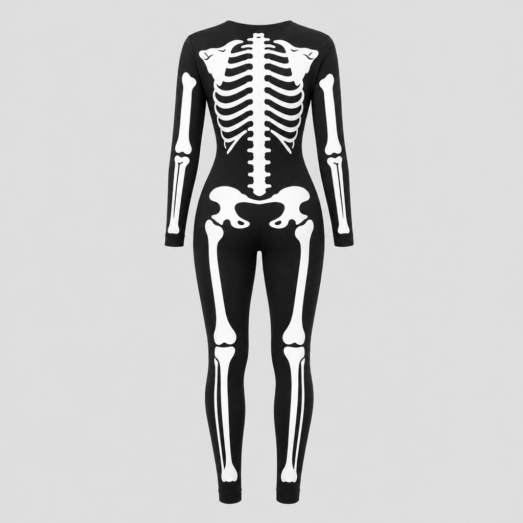 Skeletprint Heldragt til Damer - Tætsiddende Halloween-Kostume