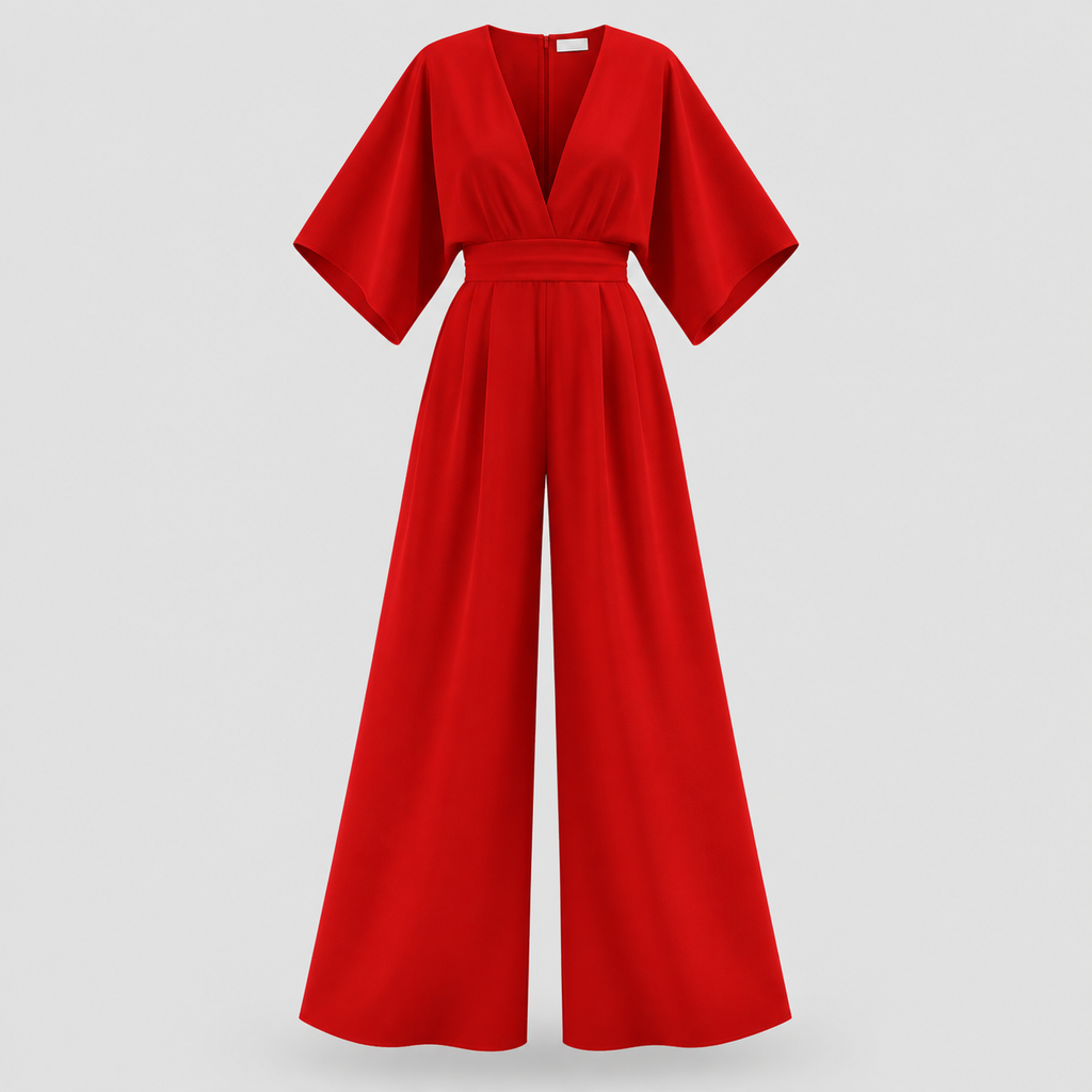 Chiffon Wrap Jumpsuit til Damer – Vide Ben, Flere Farver