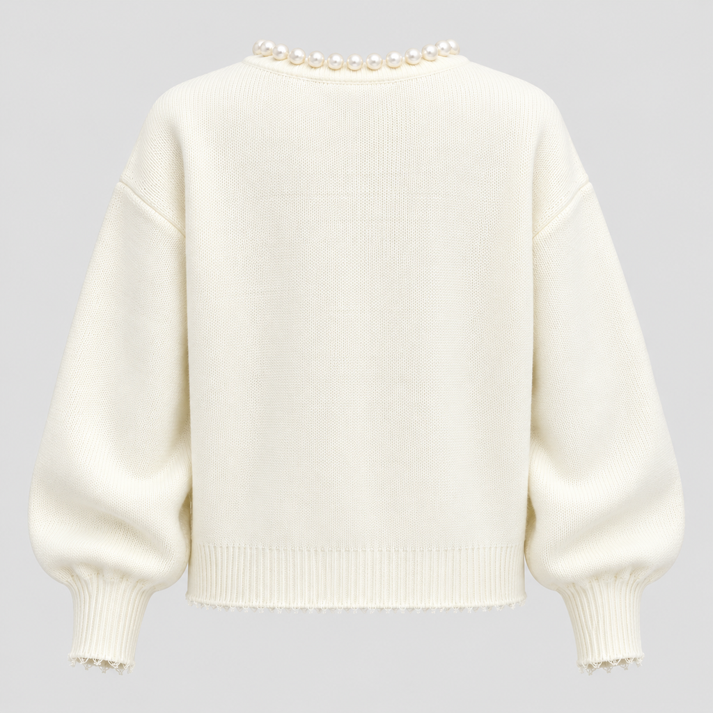 Cardigan med Perleknapper til Damer - Åben Front Strik