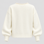 Cardigan med Perleknapper til Damer - Åben Front Strik