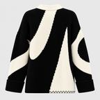Oversized Colorblock Sweater til Damer - Abstrakt Mønster Strik
