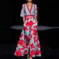 Blomstret maxi kjole A formet snit
