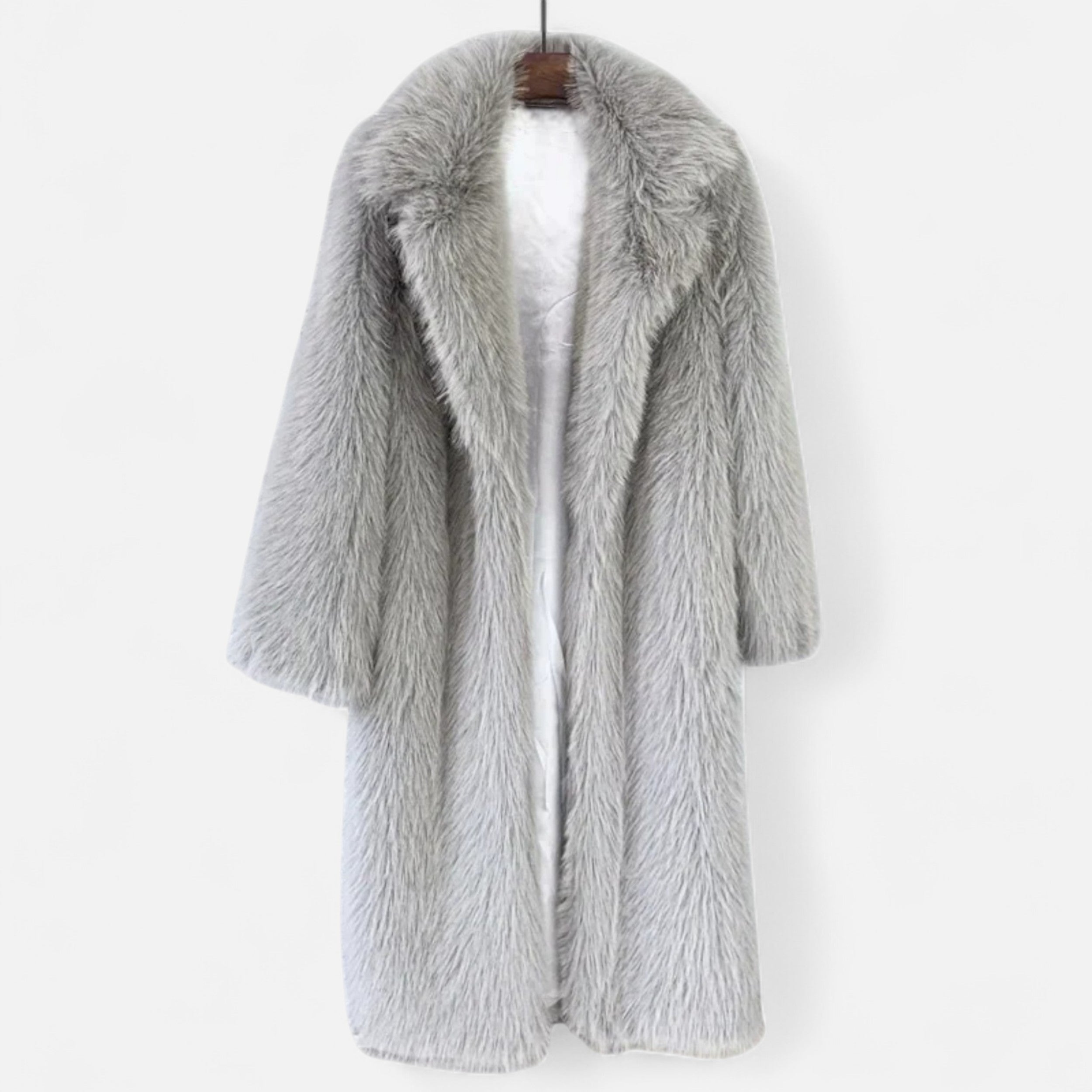 Lang Faux Fur-Frakke til Kvinder – Luksus & Varm Komfort