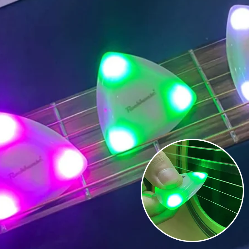 Lysende guitarplekter med rytme effekt