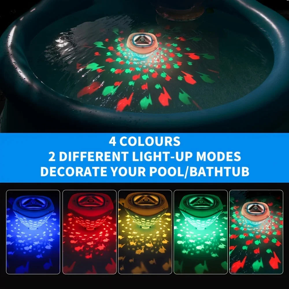 Aqua Party Light – Lysprojektion med fisk til bad og vandleg