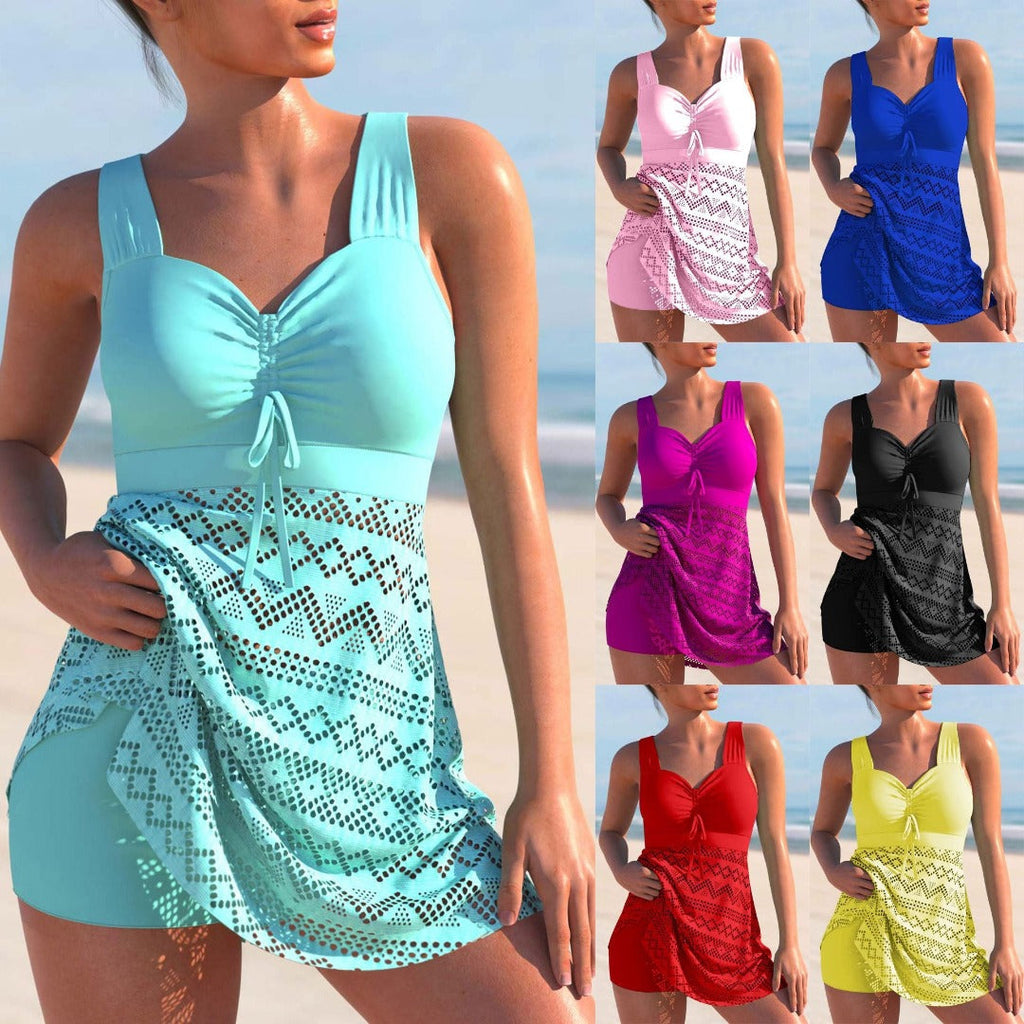 Tankini badetøj med quiltet design