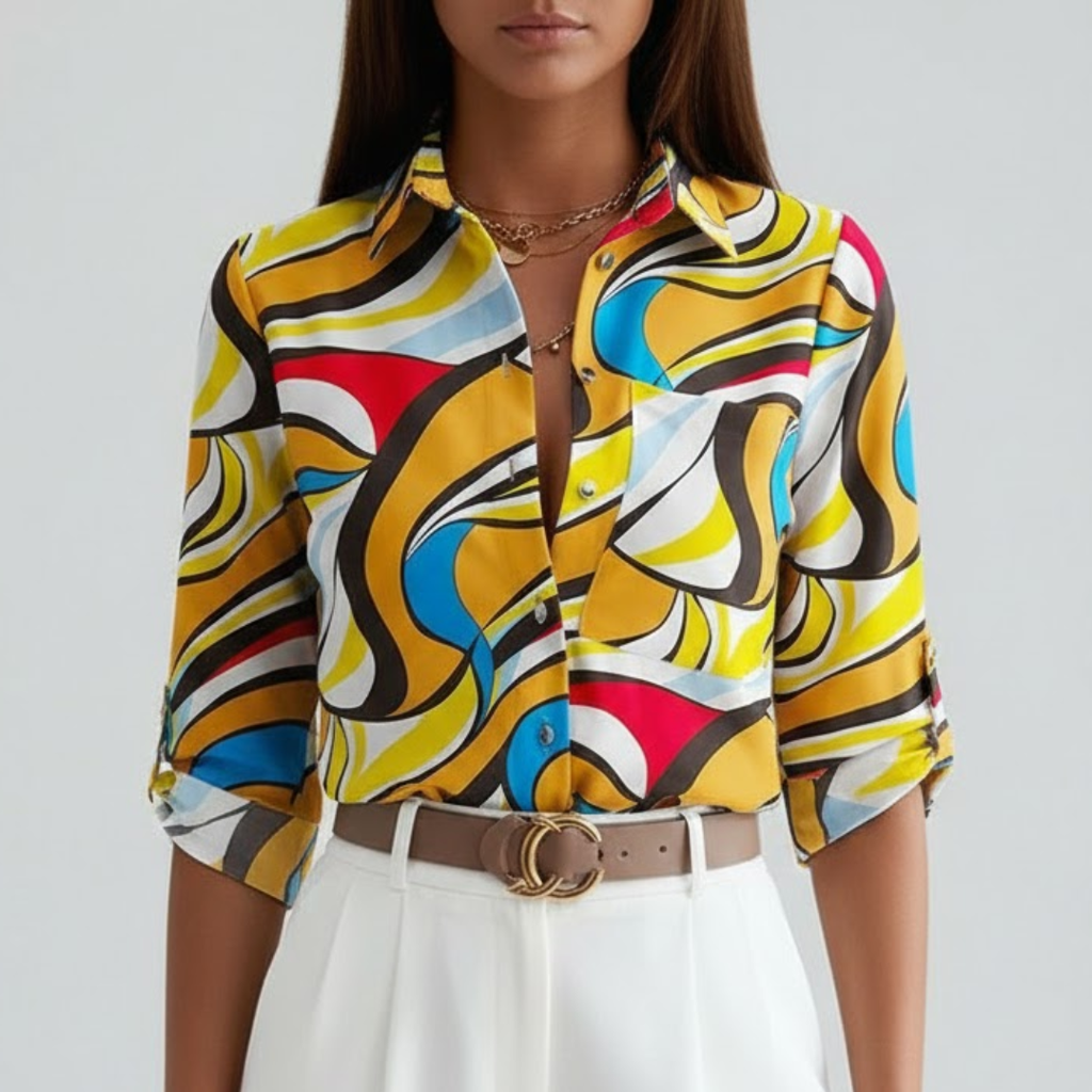 Damebluse med klassisk krave