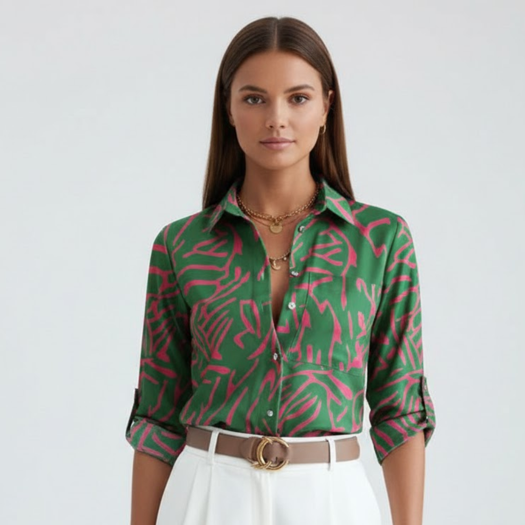Damebluse med klassisk krave