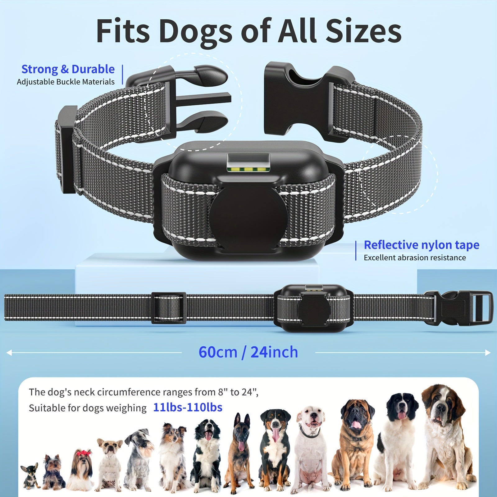 Vibrationshalsbånd til hund med USB opladning
