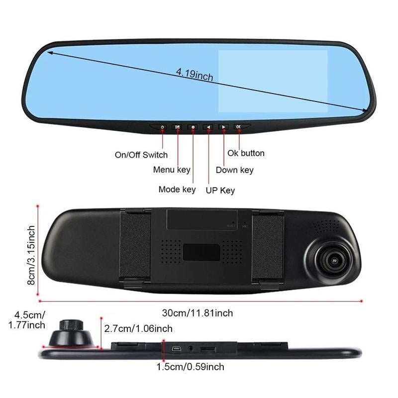 Dashcam med for og bag kamera