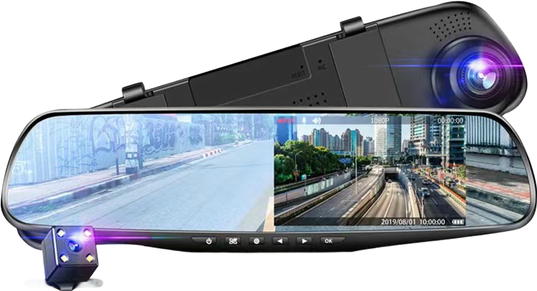 Dashcam med for og bag kamera