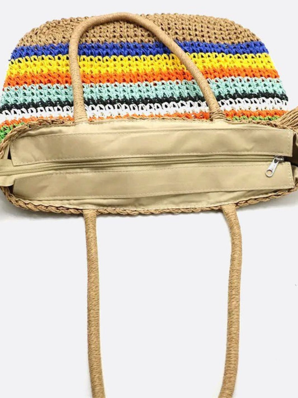 Stribet Tote Taske med Rummelig Form