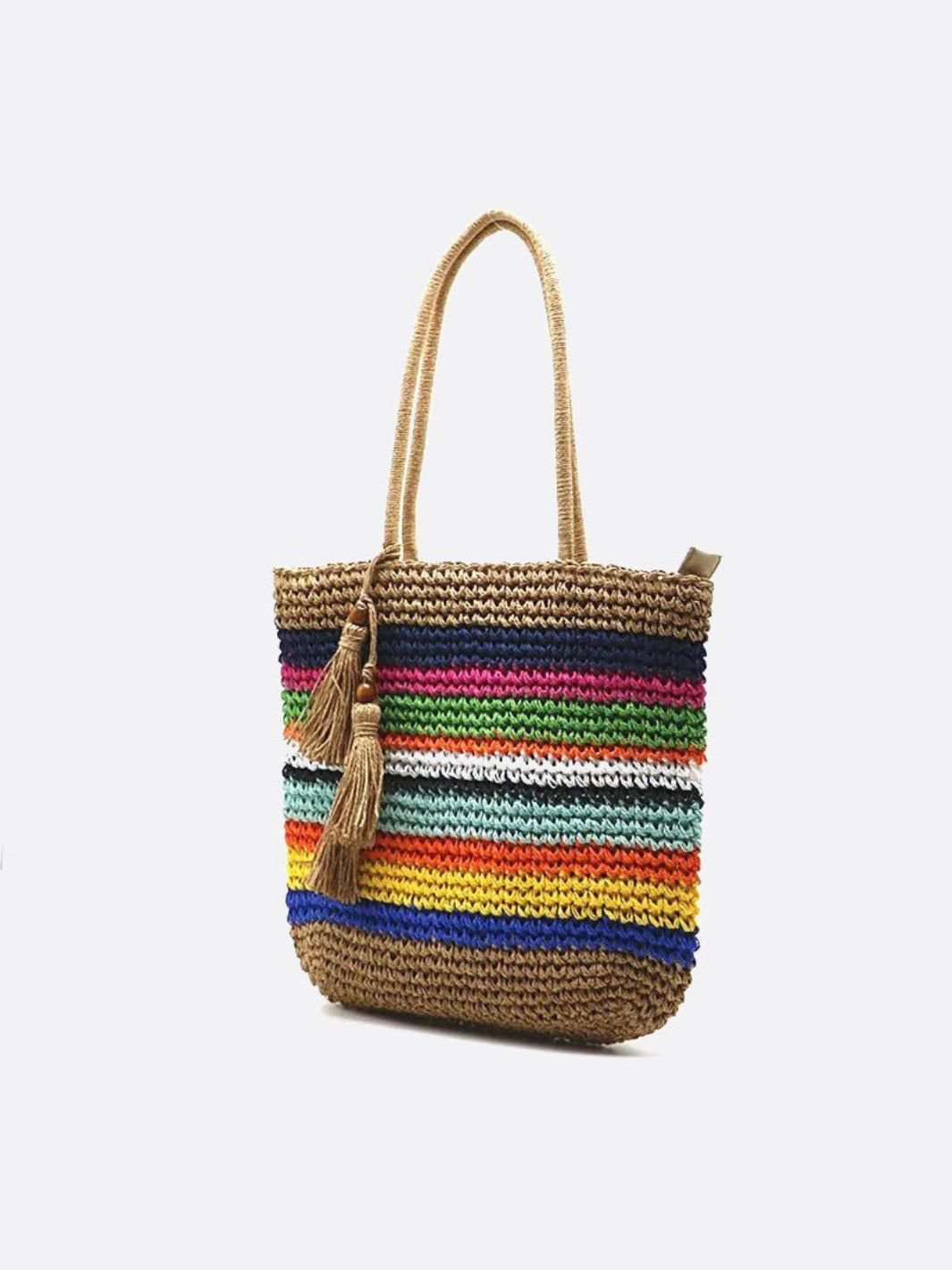 Stribet Tote Taske med Rummelig Form