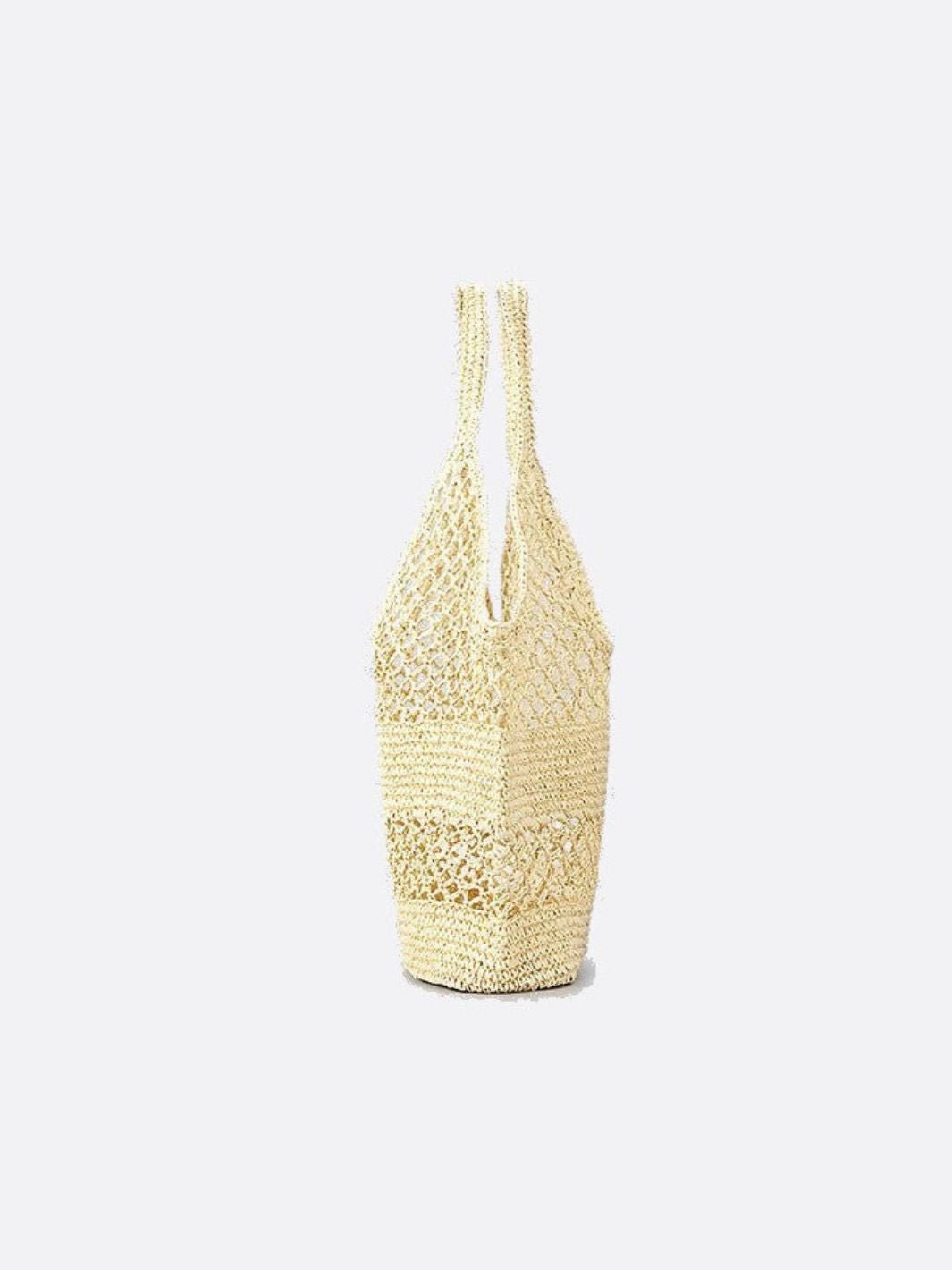 Strå Tote Taske med Hæklet Design