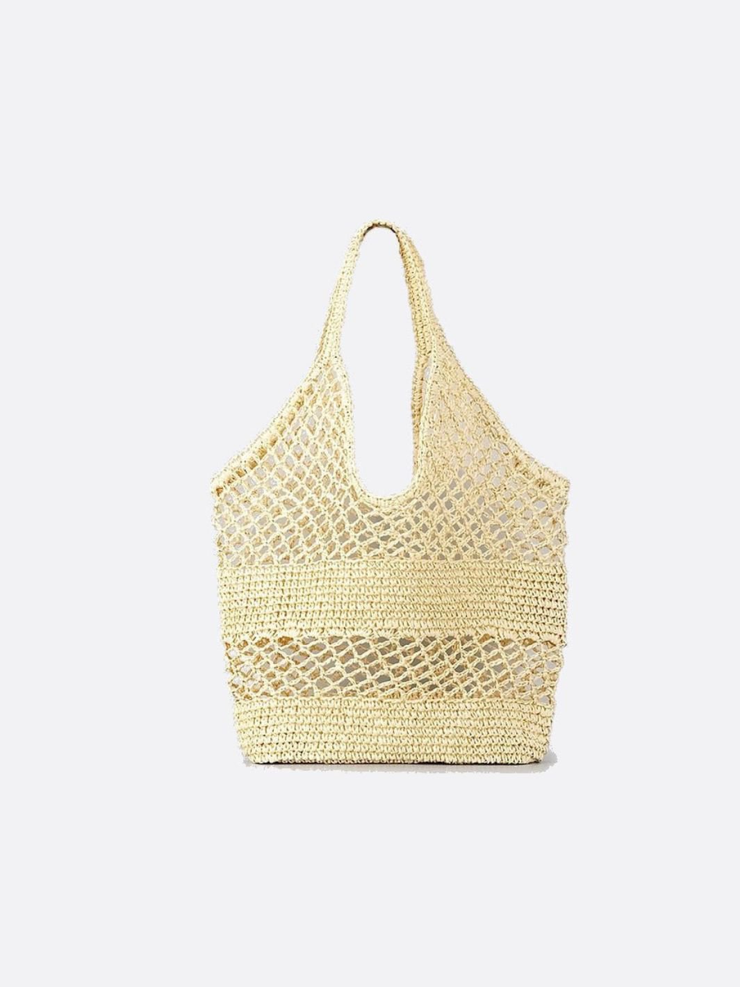 Strå Tote Taske med Hæklet Design