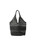 Strå Tote Taske med Hæklet Design