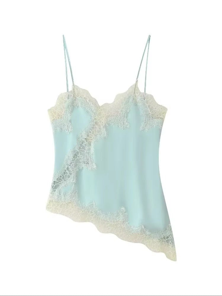 Satin top med spaghettistropper blonde