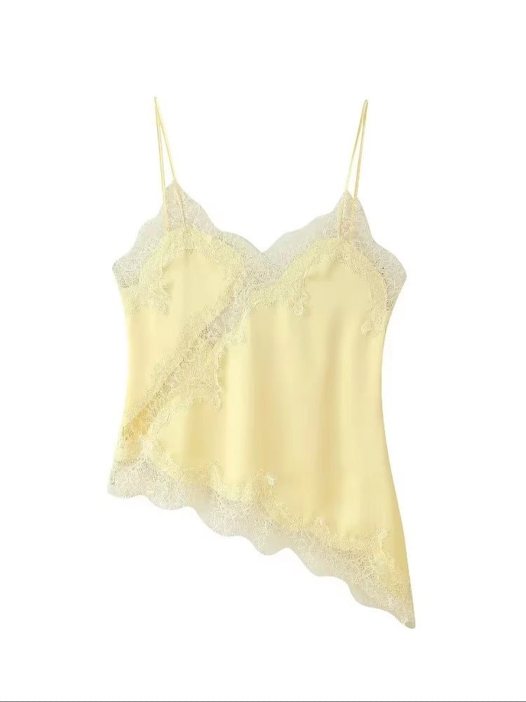 Satin top med spaghettistropper blonde