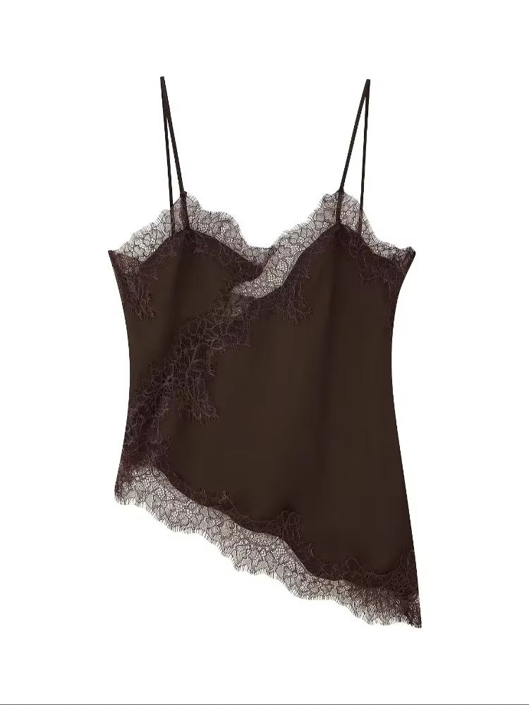 Satin top med spaghettistropper blonde