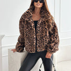 Nova – Fluffy Jakke med Leopardprint