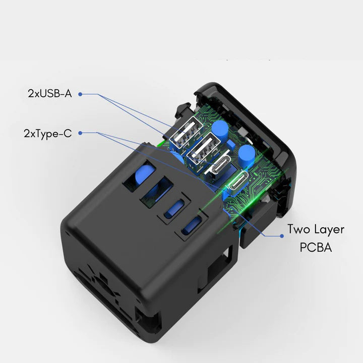 Universel rejseadapter med USB opladning