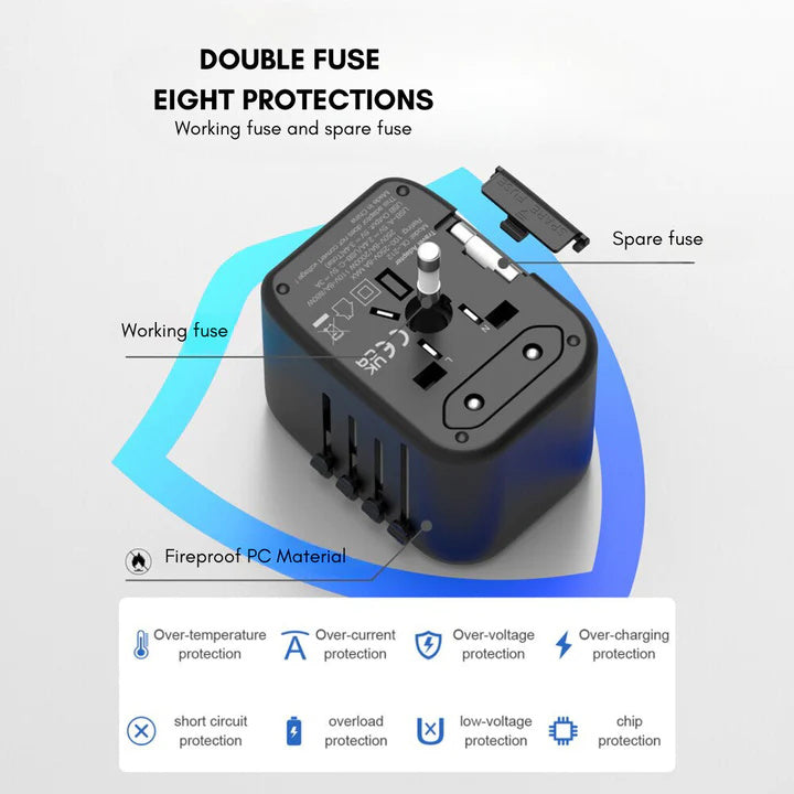 Universel rejseadapter med USB opladning