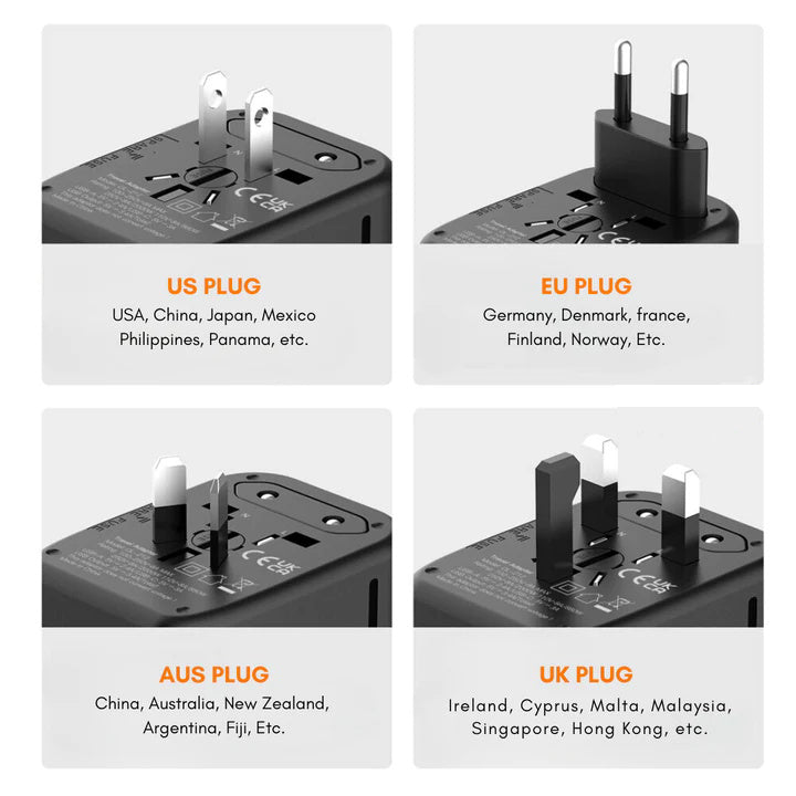 Universel rejseadapter med USB opladning