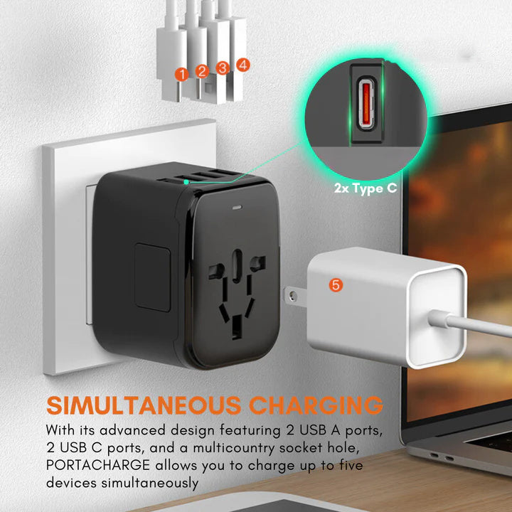 Universel rejseadapter med USB opladning